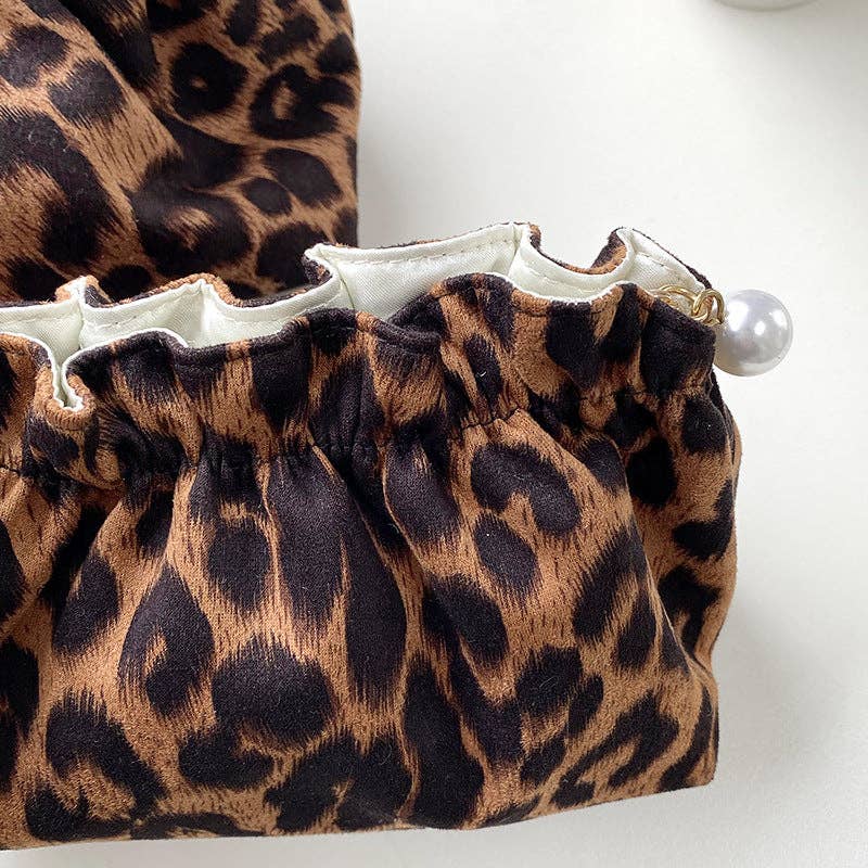 Vintage Leopard Print Cosmetic Bag