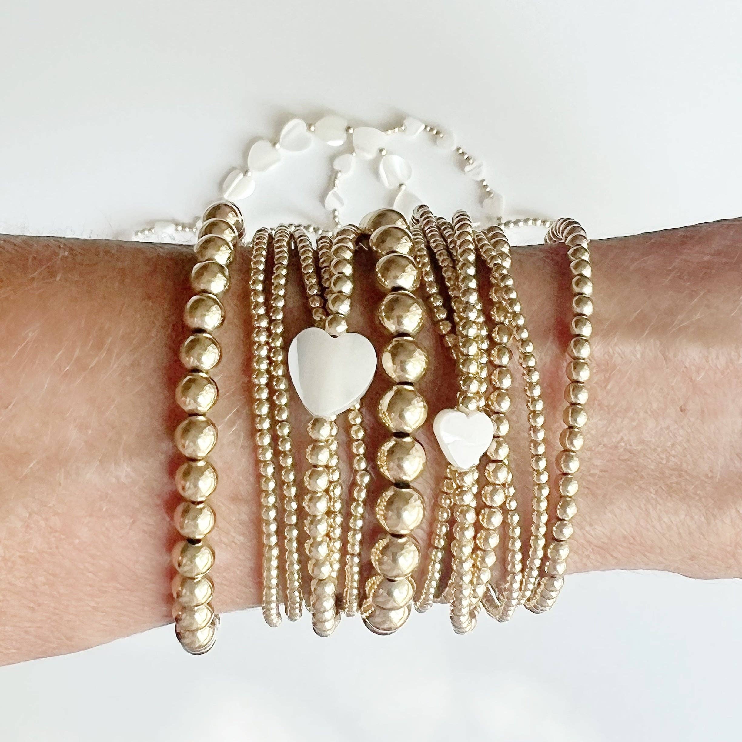 Sweetheart Gold Bead Bracelet: Small Heart
