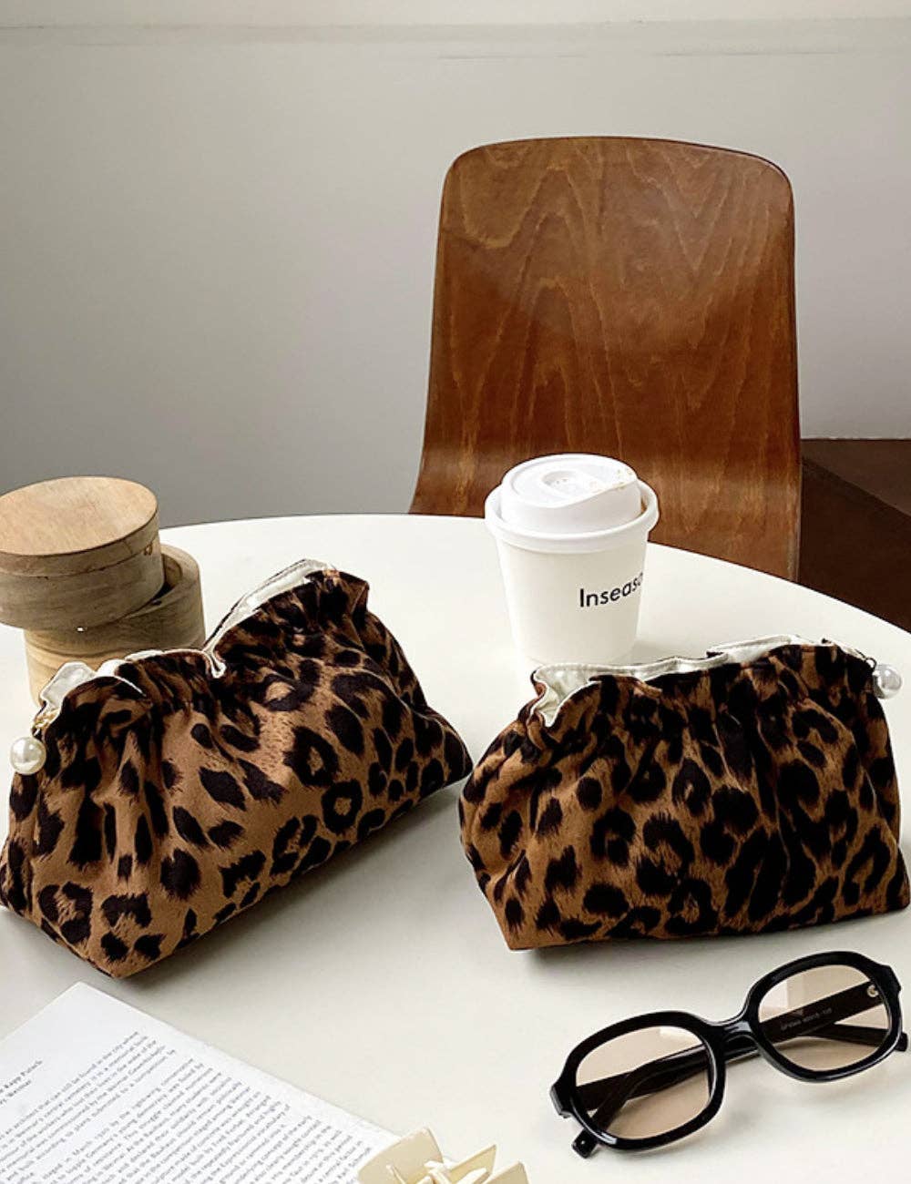 Vintage Leopard Print Cosmetic Bag