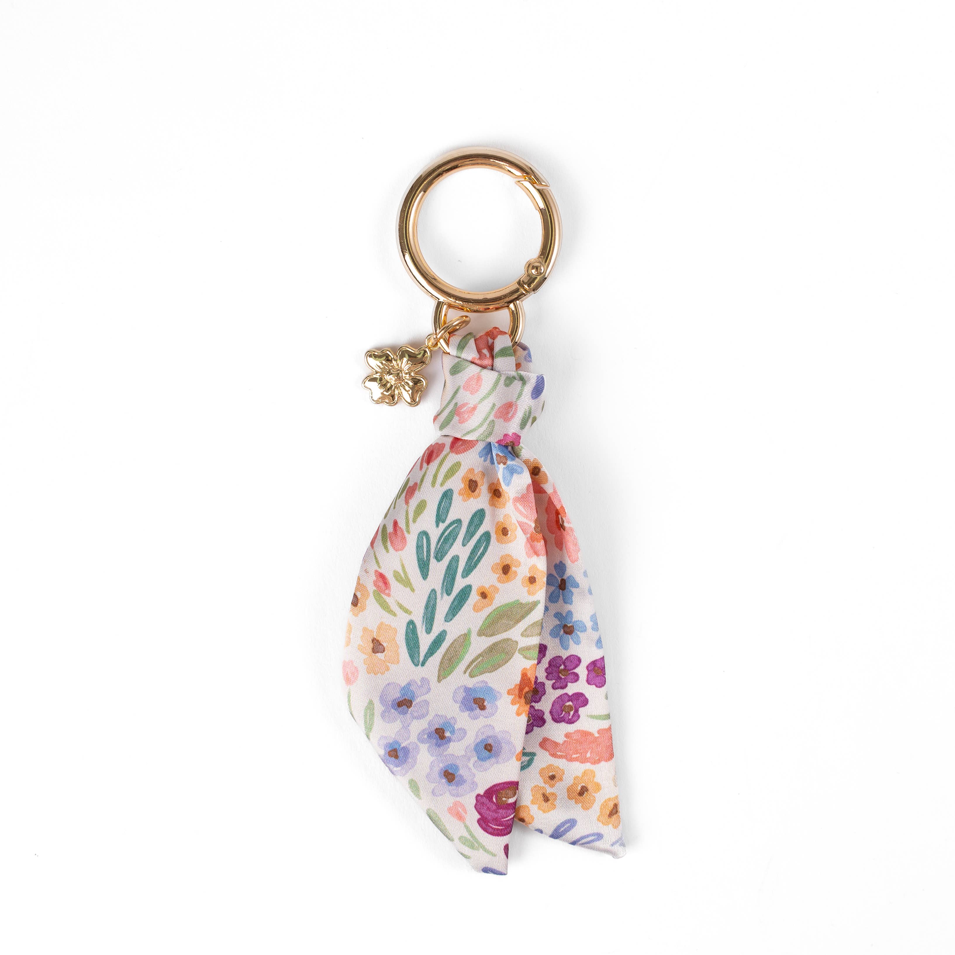 Floral Satin Keychain: Pressed Floral