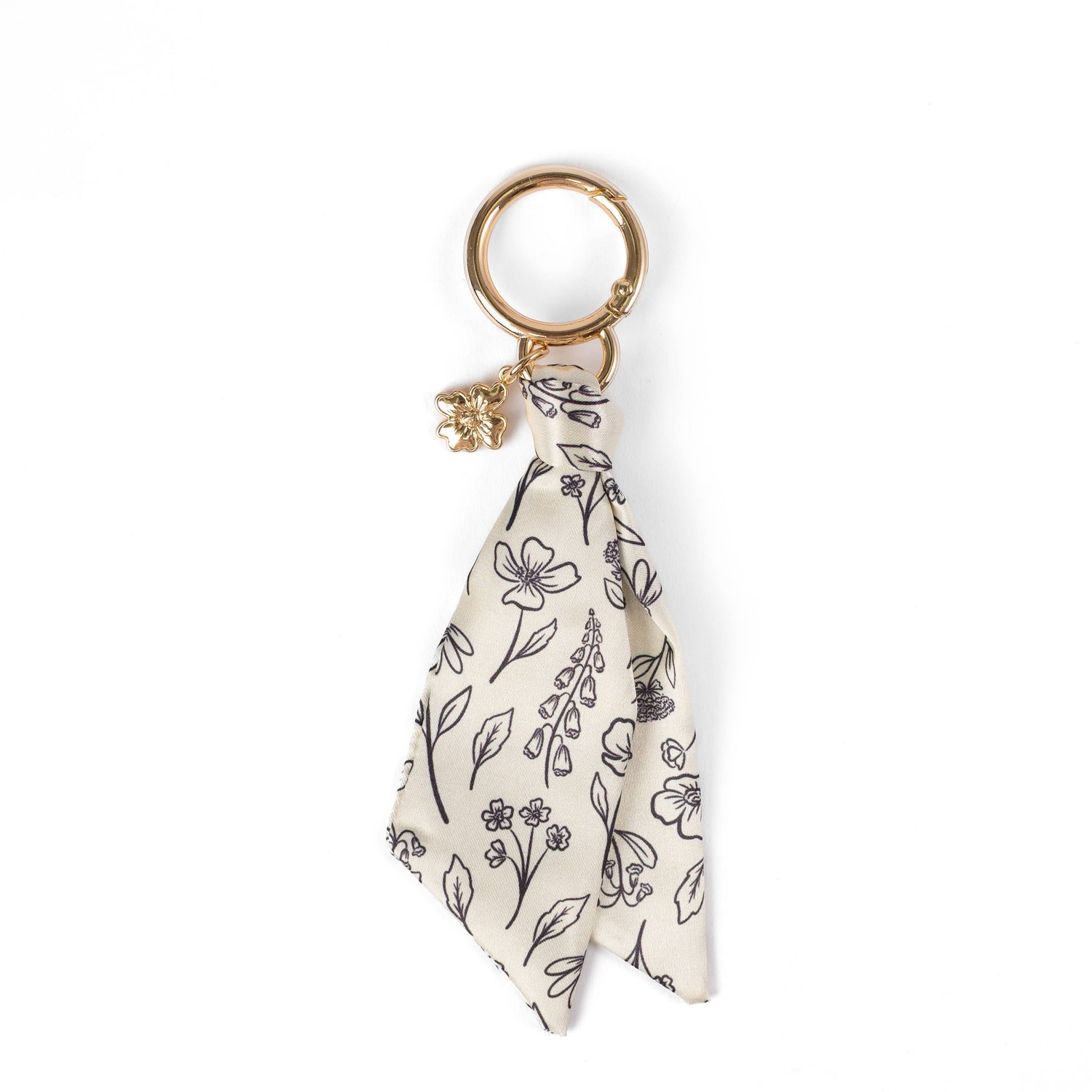 Floral Satin Keychain: Porcelain Floral