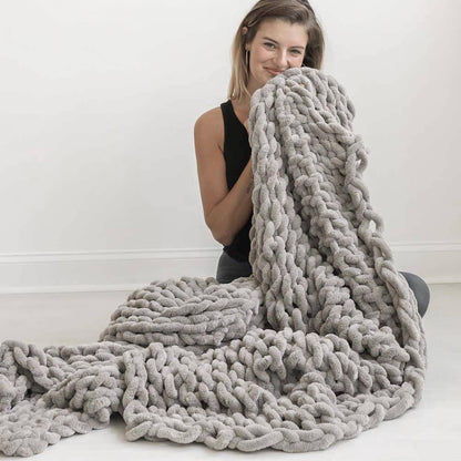 Infinite Chunky Knit Blanket | Minky | Big: Sand / 43” x 70”