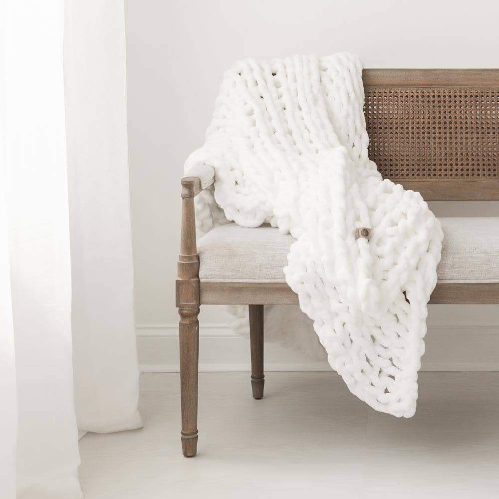 Infinite Chunky Knit Blanket | Minky | Big: Mist / 43” x 70”