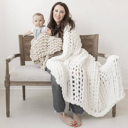 Infinite Chunky Knit Blanket | Minky | Big: Sand / 43” x 70”
