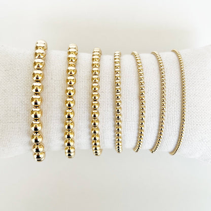 14k Gold Filled Beaded Bracelets: 3mm, size 7" (average)