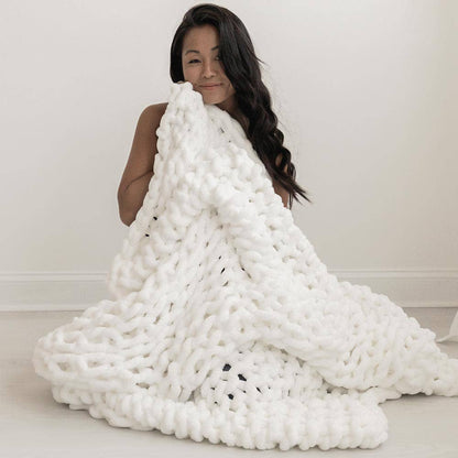 Infinite Chunky Knit Blanket | Minky | Big: Sand / 43” x 70”