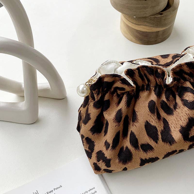Vintage Leopard Print Cosmetic Bag