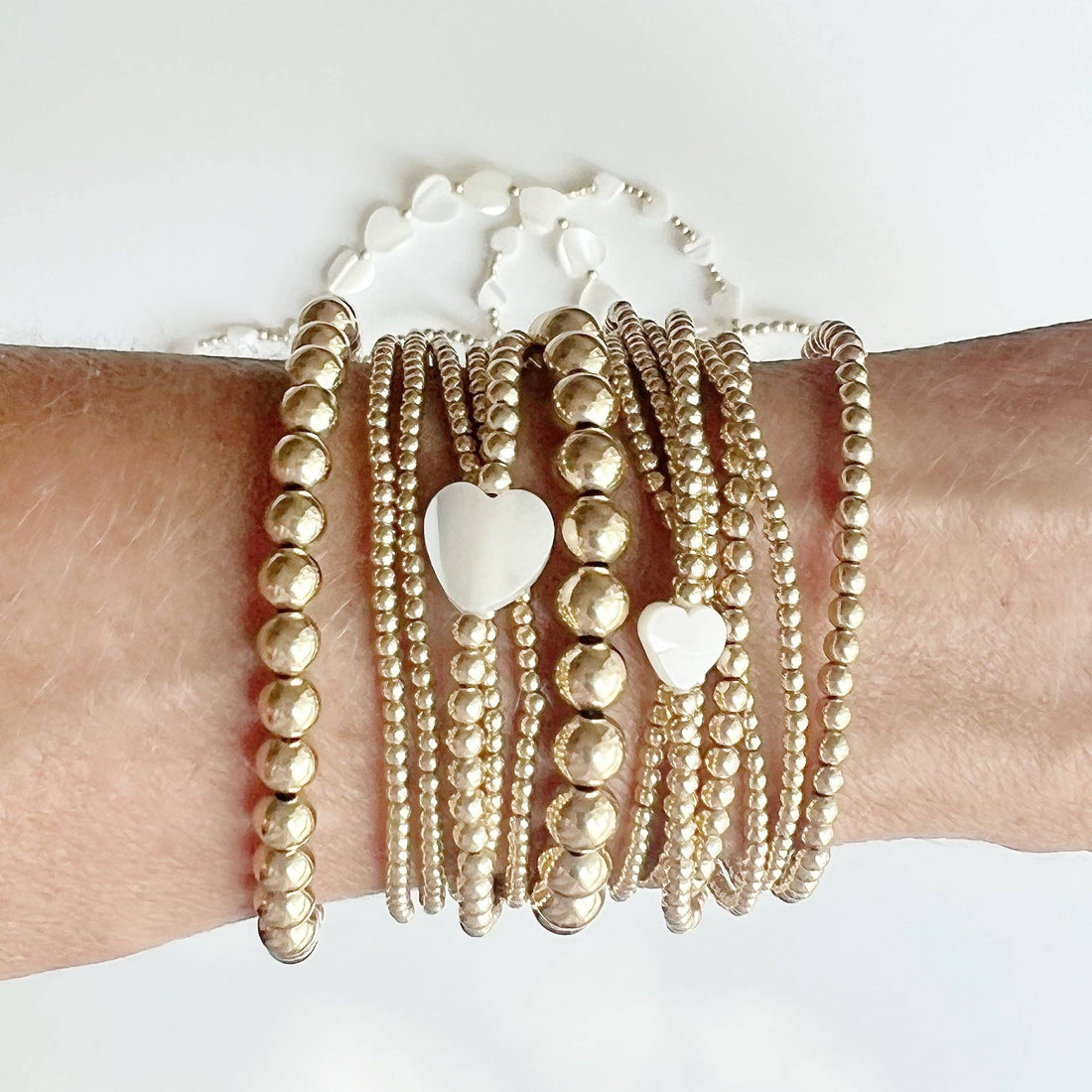 Sweetheart Gold Bead Bracelet: Small Heart