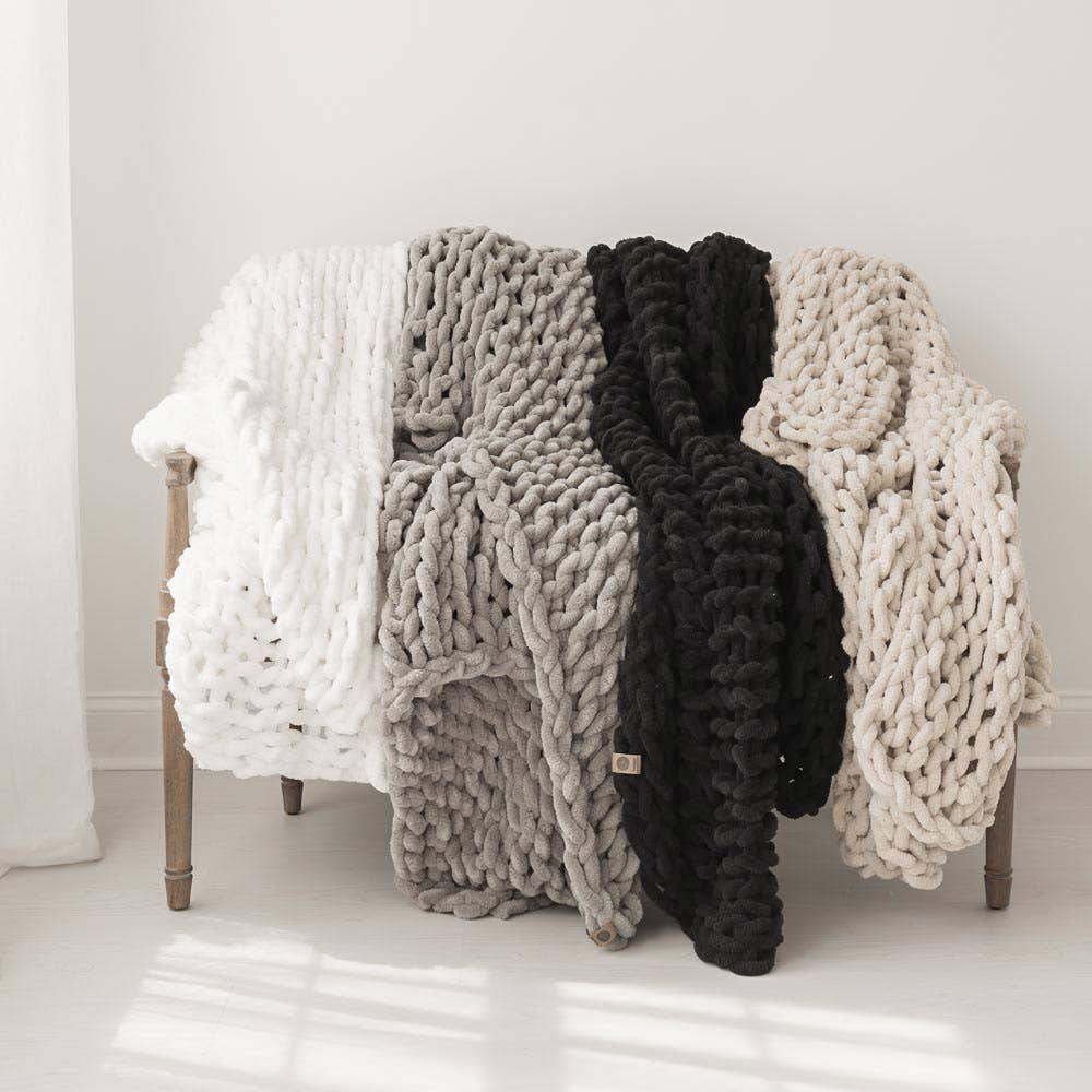 Infinite Chunky Knit Blanket | Minky | Big: Mist / 43” x 70”