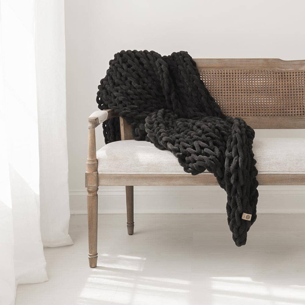 Infinite Chunky Knit Blanket | Minky | Big: Mist / 43” x 70”