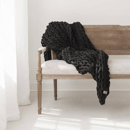 Infinite Chunky Knit Blanket | Minky | Big: Mist / 43” x 70”