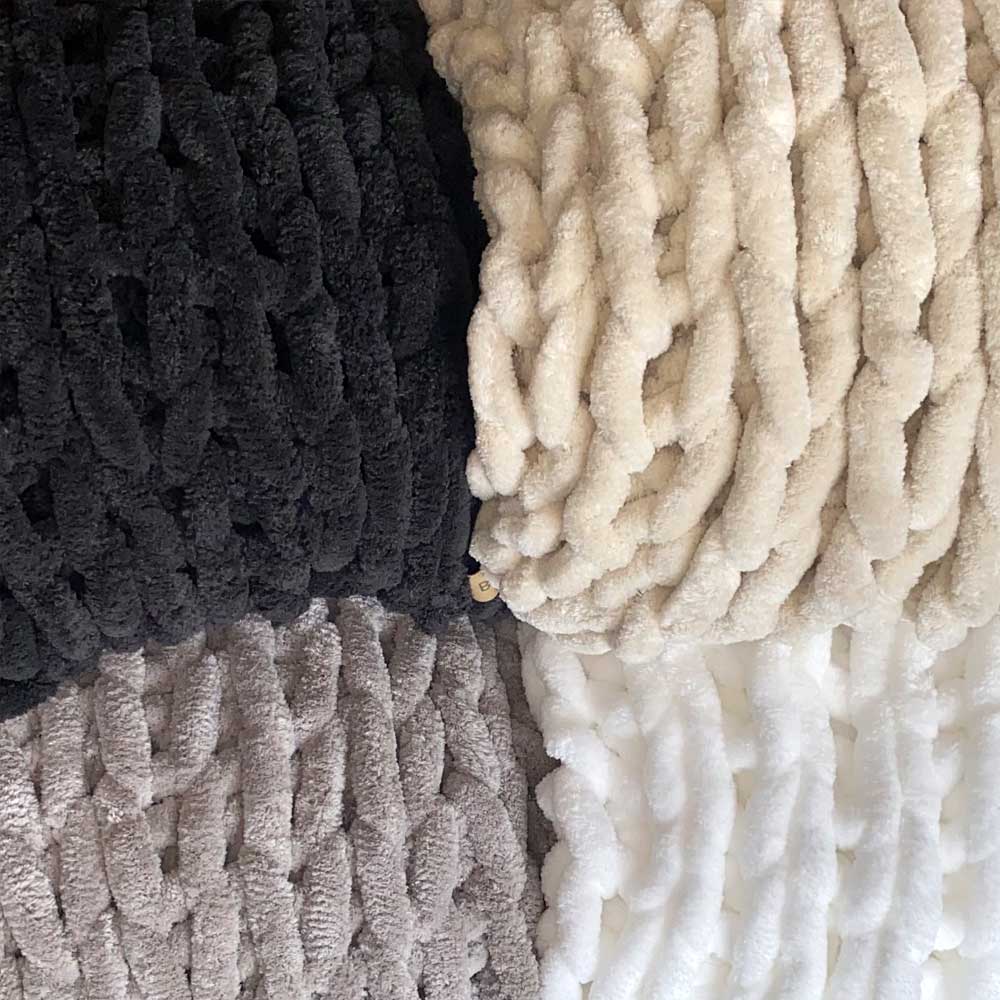 Infinite Chunky Knit Blanket | Minky | Big: Mist / 43” x 70”